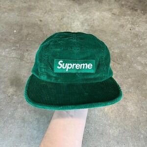 Supreme Corduroy Camp Cap Green Box Logo 5-Panel Adjustable Hat Made in USA
